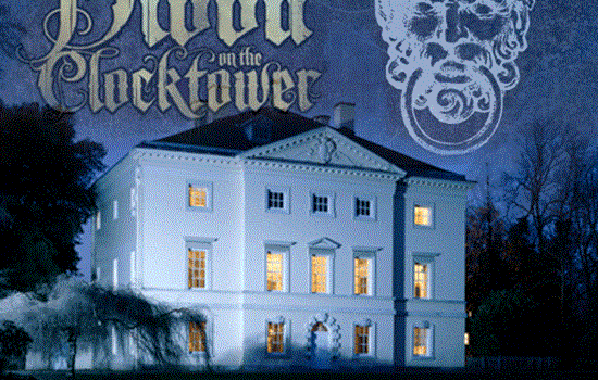 The exterior of Marble Hill at night. There is text on the image that reads 'Blood on the Clocktower'