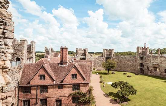 A view of the redbrick workhouse in the walls of Framlingham Castle.
