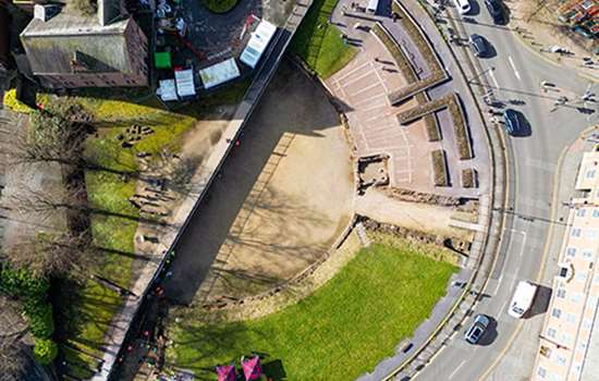 A birds eye view of Chester Roman Amphitheatre