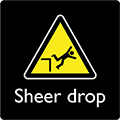 A symbol with the message 'sheer drop'